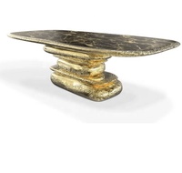 Table à Manger de Luxe Moderne Stonehenge en Cuivre, Plateau en Marbre, 10 Chaises, Design Contemporain, Métal Fait Main, Multi-Fonctionnel pour la Maison