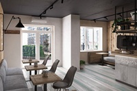 Café — meubles modernes, Design 3D, comptoir de Bar, fabrication