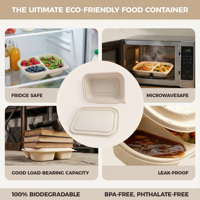Boîte à lunch bento jetable, biodégradable, compostable, en amidon de maïs, micro-ondable, anti-fuite, 400 ml, pour restaurant