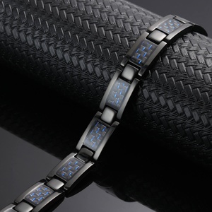 Bracelet magnétique en titane pur et fibre de carbone unisexe, énergie quantique à ions négatifs, anti-fatigue, réduction du stress, bijoux de mode - Product Image 2