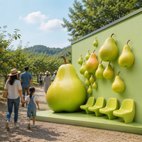 Sculpture de poire en résine de fibre de verre personnalisée, grande décoration de jardin extérieur, statue d'art en FRP colorée pour l'aménagement paysager de cour