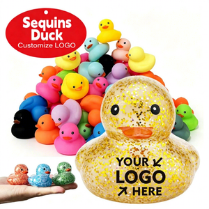 Lot de Noël de canards en caoutchouc géants de 5 pouces, modèles Holland Jumbo, Mini Squishy Supper Kitties, Golden Black Yellow, Poop <span class=keywords><strong>Ducky</strong></span> avec chapeau - Product Image 1