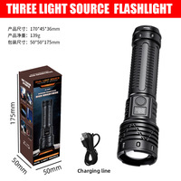 Lampe torche LED laser blanche rechargeable et zoomable avec lumière latérale COB, lampe tactique portable EDC, lumière d'avertissement arrière pour le camping