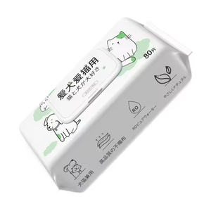 Lingettes humides nettoyantes pour animaux de compagnie, pour chats et chiens, lingettes spéciales pour les pattes et les yeux, sans rinçage, outil de toilettage, 80 lingettes - Product Image 1