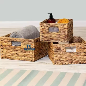 Nuevas cestas de jacinto de agua caliente para decoración del hogar cestas organizadas de almacenamiento de mimbre tejido de paja hechas por Thanh Cong Craft - Product Image 5