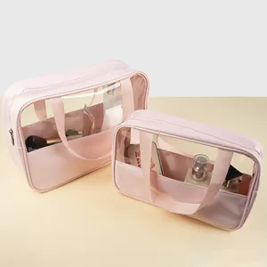 Custom Clear Pvc Reizen Make-Up Tas Professionele Waterdichte Toilettas Hoge Kwaliteit Grote Capaciteit Make-Up Tas