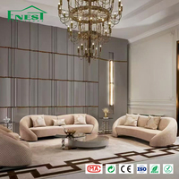 Ensemble de canapés italiens de luxe en tissu bouclé, canapé moderne en cuir matelassé losanges, mobilier haut de gamme pour villas, hôtels et écoles
