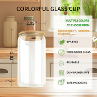 Ensemble de tasses en verre personnalisées de 16oz 20oz tasse à café et thé en verre gobelet en verre borosilicaté avec couvercle et paille