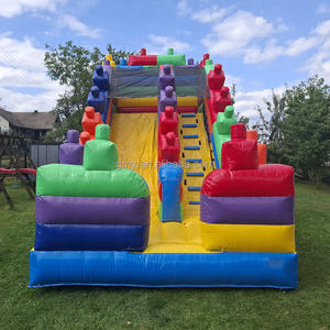 Location de fête bloc coloré toboggan gonflable maison de rebond Blokowa Dmuchana Zjezdzalnia avec souffleur d'air - Product Image 2