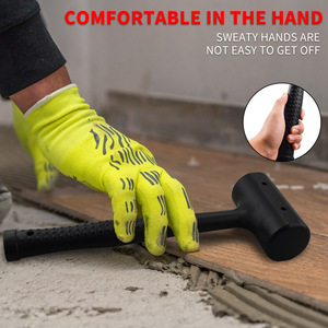 Rubber Hammer With Steel Ball Inside Shockproof Construction Striking Tool Black Round Headed Hammer For Tiling And Flooring - Product Image 2