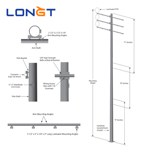 Poteau électrique rond en acier galvanisé à chaud Hepu pour extérieur, résistant au vent jusqu'à 180 km/h, avec garantie de 5 ans - Product Image 3