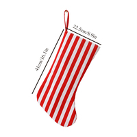 Chaussette de Noël rayée pour enfants, mignonne, réutilisable, en toile, avec boucle de suspension, décoration de Noël, fabriquée en Chine continentale