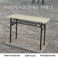 Table pliante double couche Moon moderne pour l'extérieur, l'entraînement, l'apprentissage, les devoirs, pieds réglables en métal, conception à double ressort