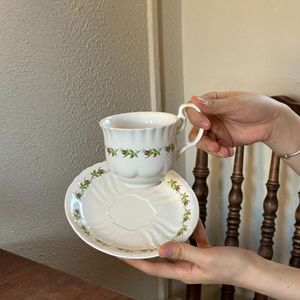 British Vintage Rose Ceramic Eco-Friendly 250ml Tea <b>Cup</b> <b>Saucer</b> Set Flower-Design Home Dessert Coffee Afternoon Tea Serving - Product Image 2