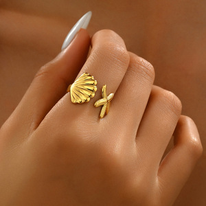 Starfish Shell Design <b>Open</b> Adjustable <b>Ring</b> For Women Fashion Jewelry Gift - Product Image 2