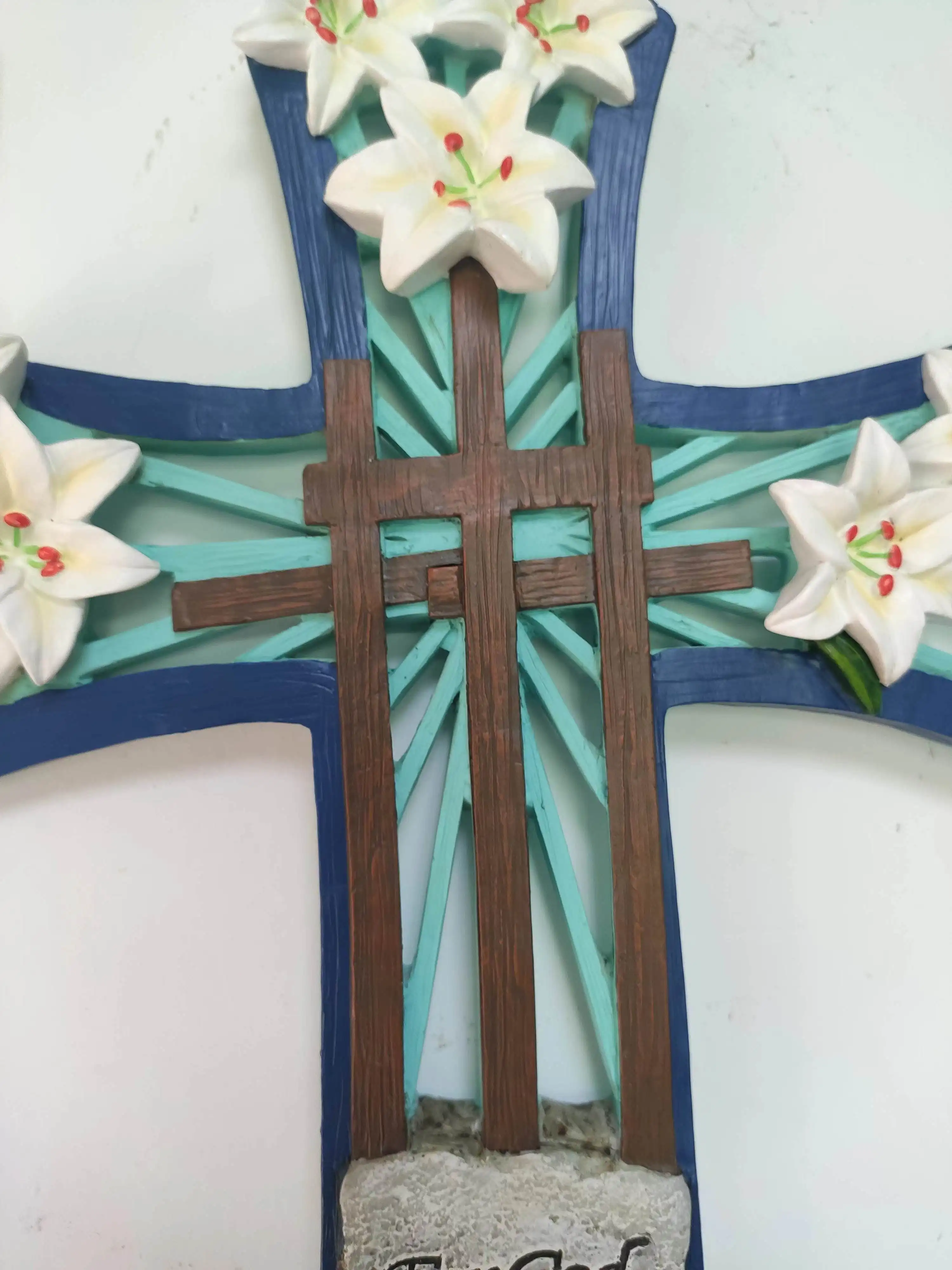 Unique fabrique résine ma première communion religieuse avec croix murale décorative de discours biblique