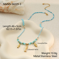 Collares con Colgante de Corazón de Pez con Cuentas Azules, Tema Oceánico, para un Estilo Veraniego en la Playa