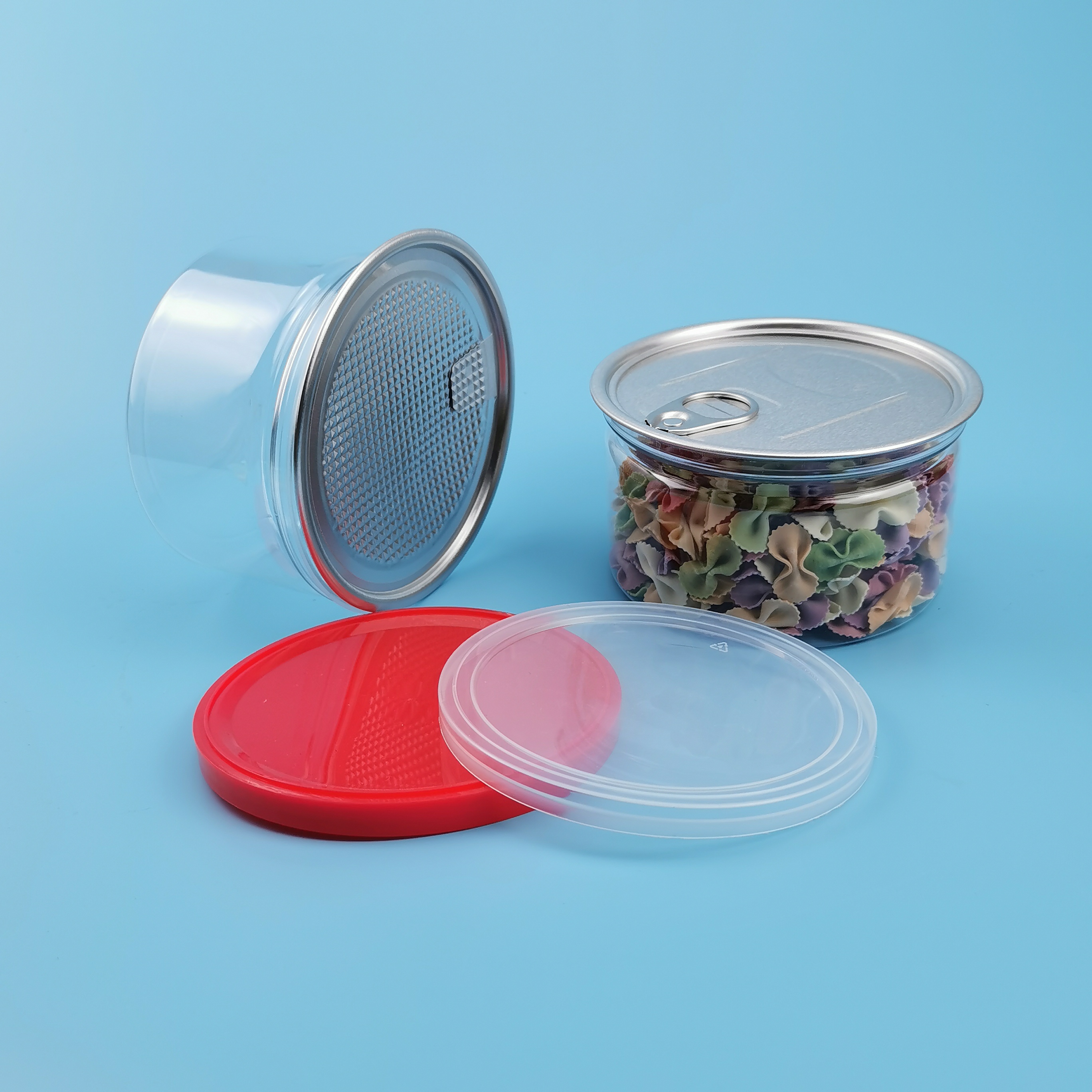 boîtes transparentes en plastique hermétiques de sucrerie de pot de conteneur de noix de cajou de 310ml 120g Flip Top Cap avec le couvercle de dessus de traction d'anneau