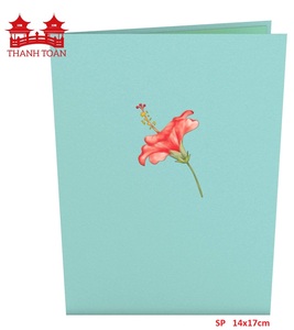 การ์ดอวยพรดอกชบา 3 มิติ ทำมือ สีชมพู พร้อมซองจดหมาย การ์ดขอบคุณ - Product Image 3