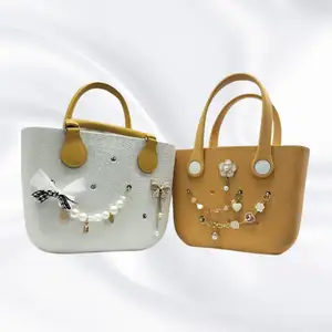 Hot Sale Designer bogg beach bag Decoration Pearl Flower Butterfly Metal Lady Style bag Accessories Fit Hole Charms