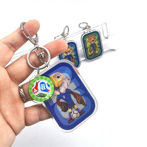 Wholesale Custom Acrylic 3D Lenticular Holographic <b>Keychain</b> Bag Pendant Small Accessories with Mascot and Football - Product Image 4