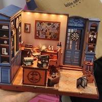 Agence de détective Maisons de poupées Casse-tête en bois 3D, coffret cadeau écologique pour l'architecture miniature Book Nook
