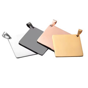 Fabricación de accesorios de joyería Collar personalizado oro en blanco Acero inoxidable cuadrado encanto ID colgante etiquetas de <span class=keywords><strong>perro</strong></span> para logotipo grabado - Product Image 3