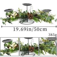 Porte-bougie de Noël, centre de table, verdure de pin, eucalyptus, 50 cm, décoration de table de fête, vente en gros