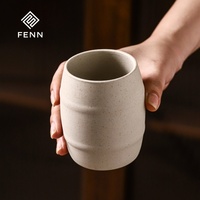 Tasse à expresso en céramique rétro FENN avec logo laser personnalisé, 280 ml, tasse à café en porcelaine écologique, tasse en argile non vernie pour cadeau