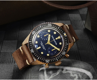 Montre automatique mécanique de pilote pour homme, de luxe, personnalisée, de haute qualité, vintage, 10 ATM, avec dôme en bronze et saphir, mouvement ETA7753, en gros, à vendre