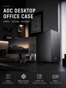 Boîtier <span class=keywords><strong>PC</strong></span> AOC M-ATX ITX Full Tower, Cabinet de Bureau <span class=keywords><strong>Compact</strong></span> pour Commandes en Gros, Support OEM/ODM, Boîtier d'Ordinateur Noir - Product Image 2