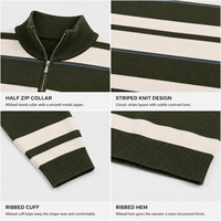 Pull en tricot rayé pour homme, 100% coton, demi-zip, avec logo personnalisé, teint en fil, par le fabricant