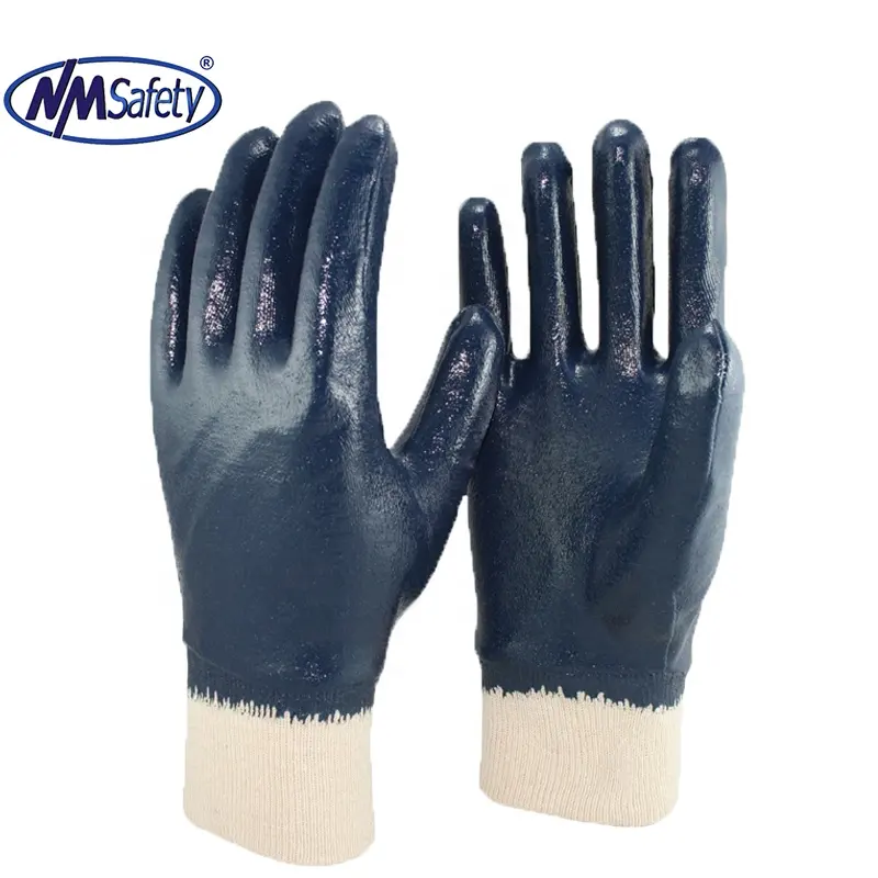 NMsafety Nitrile מלא לטבול כפפות כבד החובה עמיד למים לעבוד כפפות רתכים כחול כפפות גברים