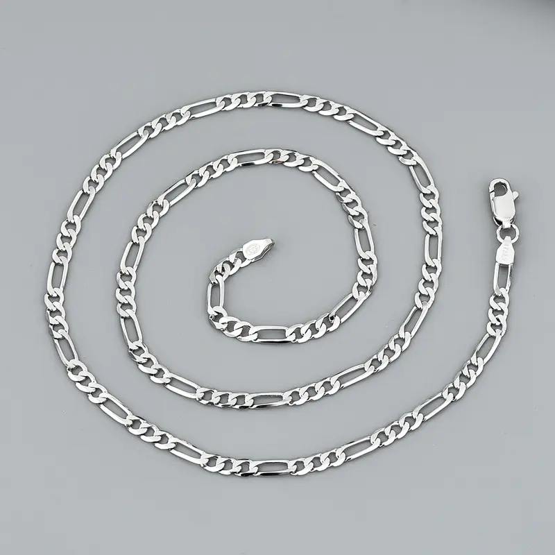 Figaro zincir kolye 925 ayar gümüş Hip Hop kolye erkekler kadınlar için moda takı hediyeler