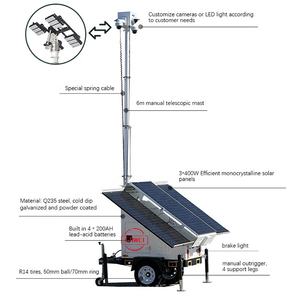 Remorque de vidéosurveillance solaire mobile 6m avec mât manuel pour chantier de construction - Product Image 5