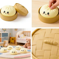 2026 Boîte Mystère Aléatoire (1-6 pièces) de Squishies Simulés Colorés en Forme de Boulettes de Pâte Cuites à la Vapeur avec Boîte, Jouet Sensoriel à Presser Anti-Stress