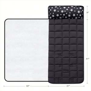 Sac de couchage pour tout-petit, tapis de sieste noir avec couverture en polaire, lit de garderie doux et parfait pour enfant - Product Image 4