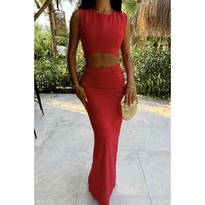 Ensemble de costume deux pièces rouge Bianca pour femmes - Product Image 4