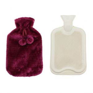 Housse en flanelle et peluche pour bouteilles d'eau chaude, avec injection de caoutchouc, anti-vent et pour maintenir au chaud les mains - Product Image 1