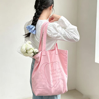 Sac de shopping en toile de coton imprimé avec logo personnalisé, sac fourre-tout tendance et durable avec logo brodé pour le shopping