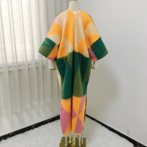 Autunno inverno caldo Vintage a maniche lunghe alla moda Casual cardigan con nappe giacche Color Block da donna <span class=keywords><strong>cappotto</strong></span> da donna - Product Image 5