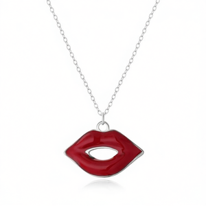 Amy Amy Fashion Pendant Necklace Silver Plated <b>Red</b> Lips Design For Women Everyday Wearing <b>Gift</b> Jewelry C0057 - Product Image 3
