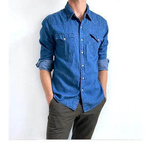Casual Vintage Streetwear <b>Men's</b> Boxy Fit Oversized Denim <b>Shirts</b> Button Up Plus Size <b>Summer</b> Jean <b>Shirts</b> - Product Image 4