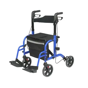 TONIA 4 wheels aluminum medical senior roller walker and wheelchair two in one TRA08