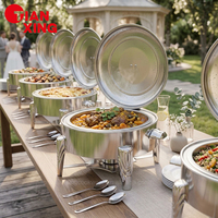 Peralatan Katering Pesta Pernikahan TIANXING, Wadah Pemanas Makanan Bulat Emas 6L, Kompor Buffet Mewah dari Baja Anti Karat