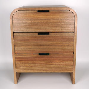 Table de chevet ronde en bois <span class=keywords><strong>avec</strong></span> 3 tiroirs, finition noyer de luxe, pour chambre à coucher, hôtel, villa, meubles - Product Image 2