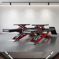 Lève-voiture à ciseaux double grande taille Safe Lift avec verrouillage de sécurité mécanique, capacité élevée, ultra-mince, pour alignement de roues