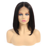 Péruvien Naturel Perruques De Cheveux Humains Court Bob Coupe Droite Vierge Seul Donneur Cru Cheveux Humains Péruvienne Dentelle 13x4 frontale Bob Perruque
