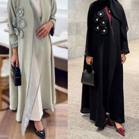 Nouvelles femmes musulmanes Abaya Apliques fleur ouvert robes modestes Dubai Jalabiya fête Abayas Kaftan Vestidos Ramadan arabe longue Robe