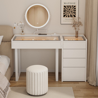 Table de toilette moderne en bois massif YOUTAI 2026 avec miroir LED et plateau en verre, mobilier de chambre à coucher pour usage domestique